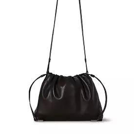 Angy Drawstring Shoulder Bag, Smooth, Dark Brown