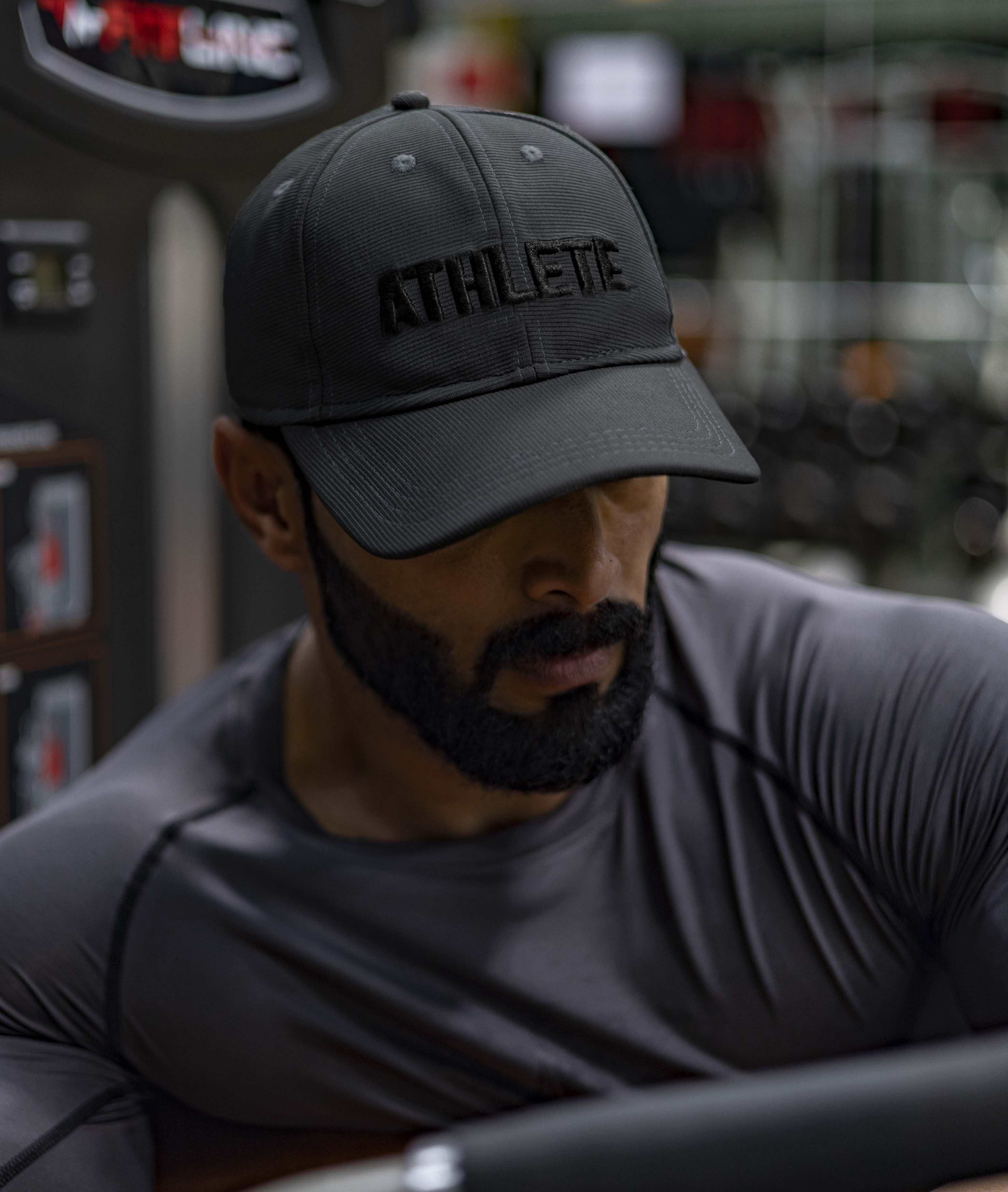 Athlete GymX Cotton Sports Head Caps: Carbon Grey (Adjustable Strap)