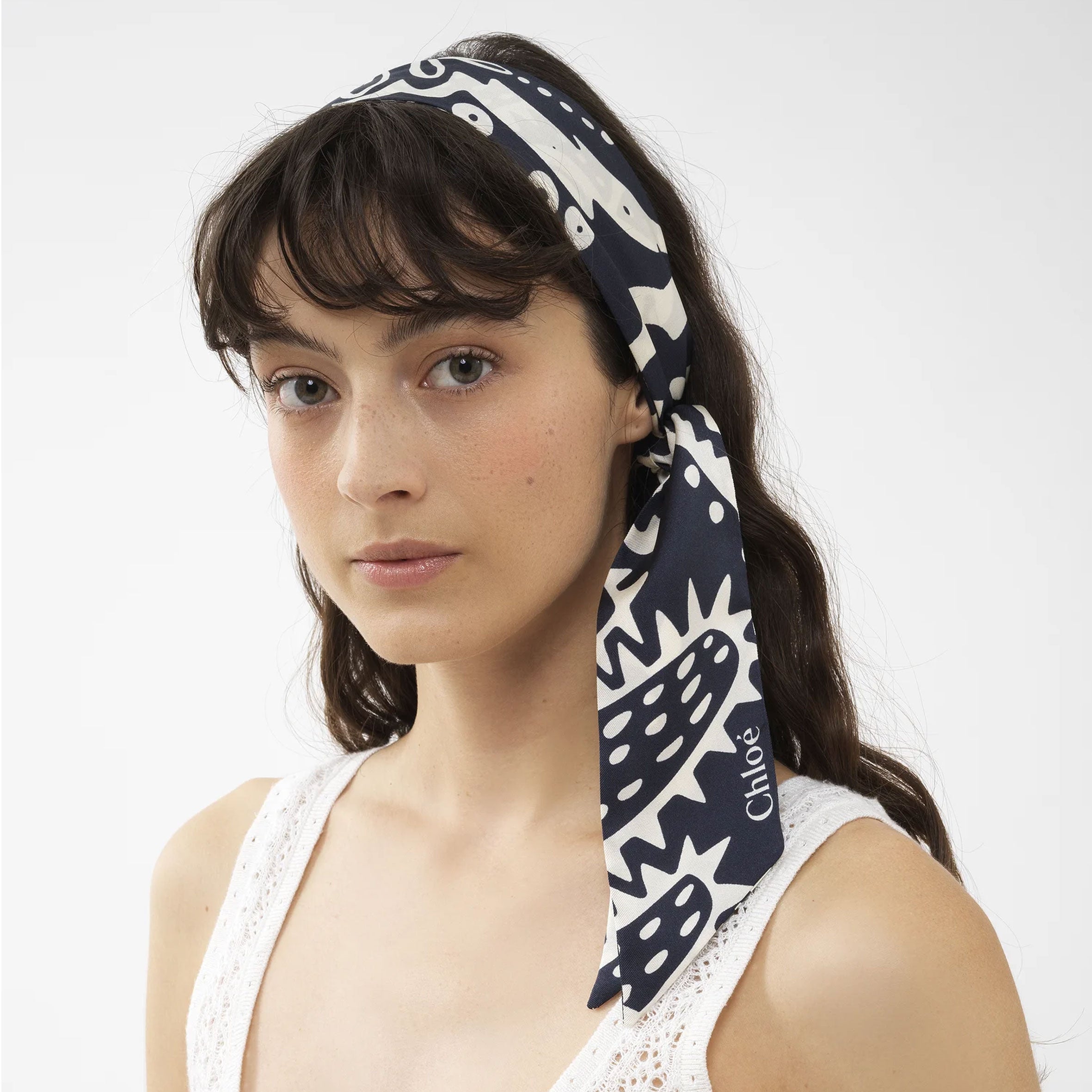 Bandana Twilly, White/Blue