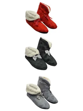 Black Red & Gray Hearts Plush Fleece Lined Slippers 3 Pack