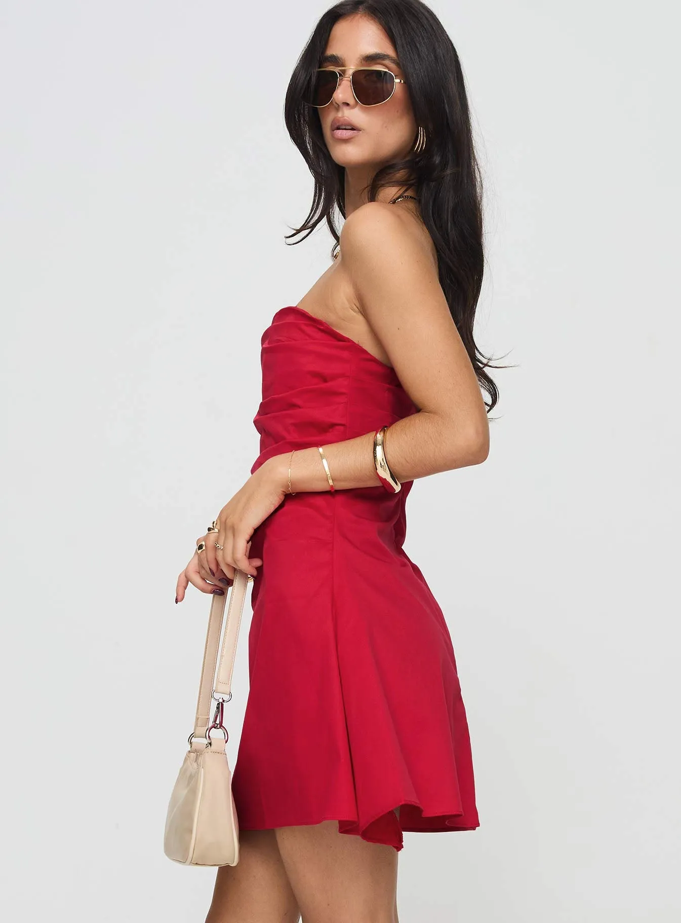 Bradwell Strapless Mini Dress Red