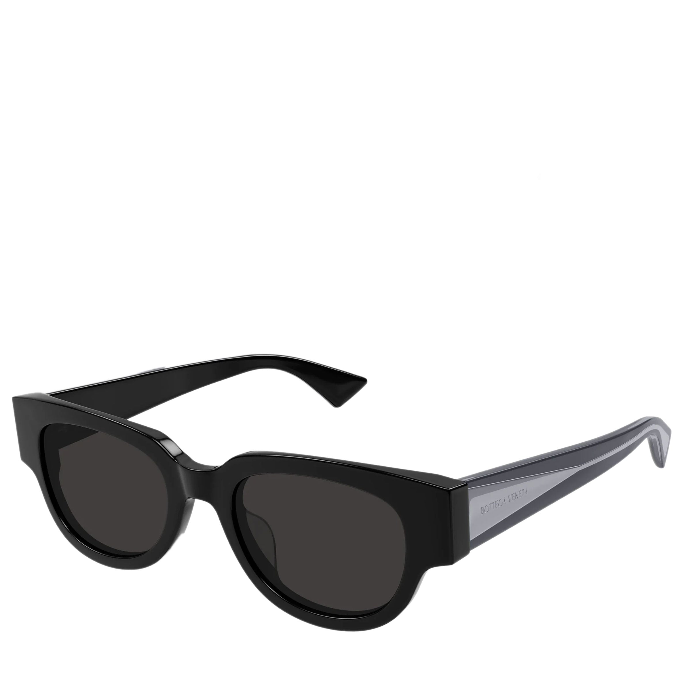 BV128S New Classic Angular Acetate Sunglasses, Black (S)