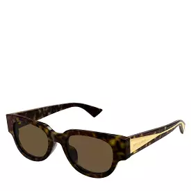 BV128S New Classic Angular Acetate Sunglasses, Havana (G)