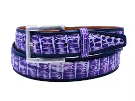 Caiman Calf Duo-Skin Handpainted Belt White/Purple