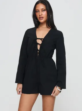 Cassis Long Sleeve Playsuit Black