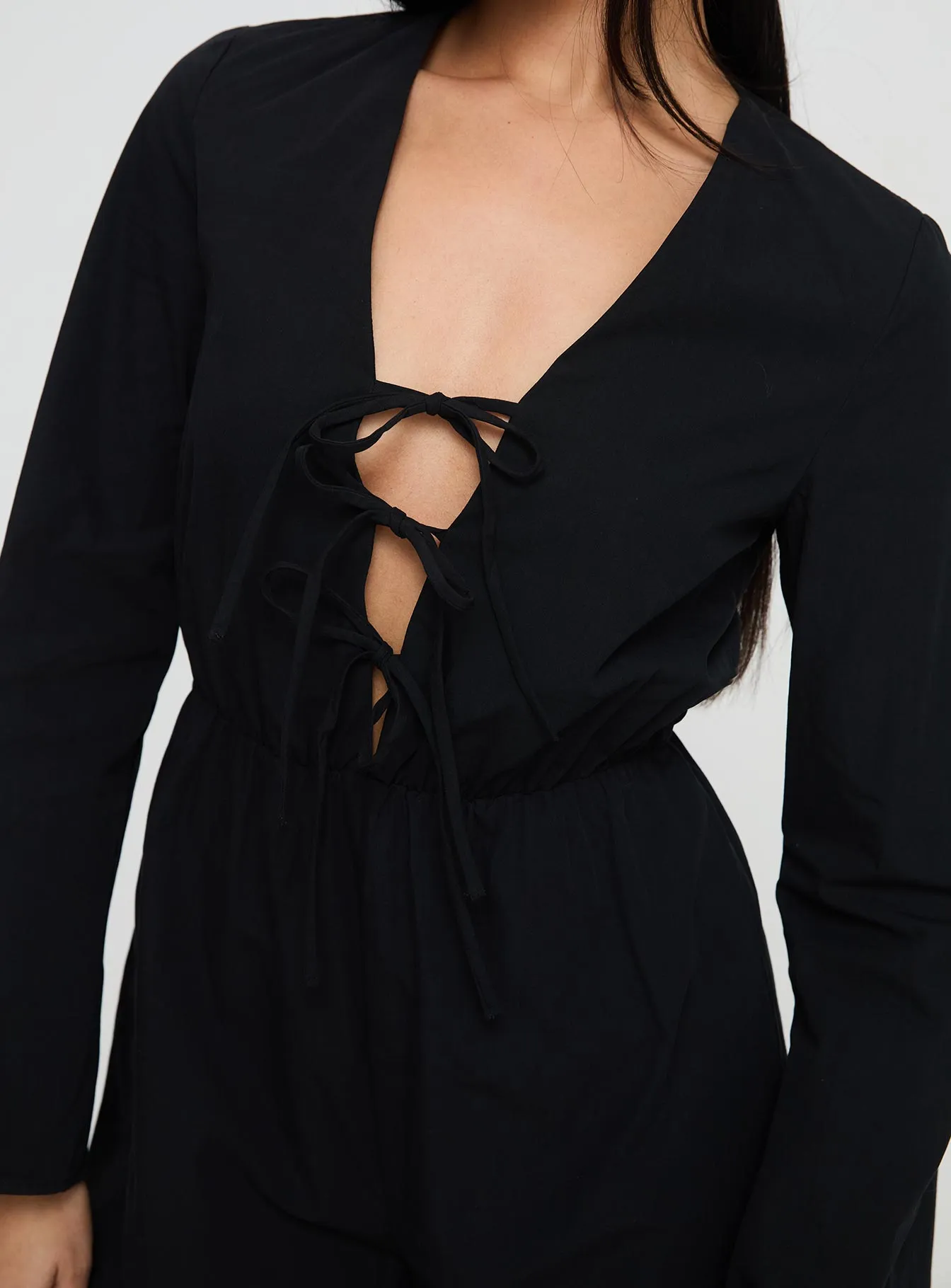 Cassis Long Sleeve Playsuit Black