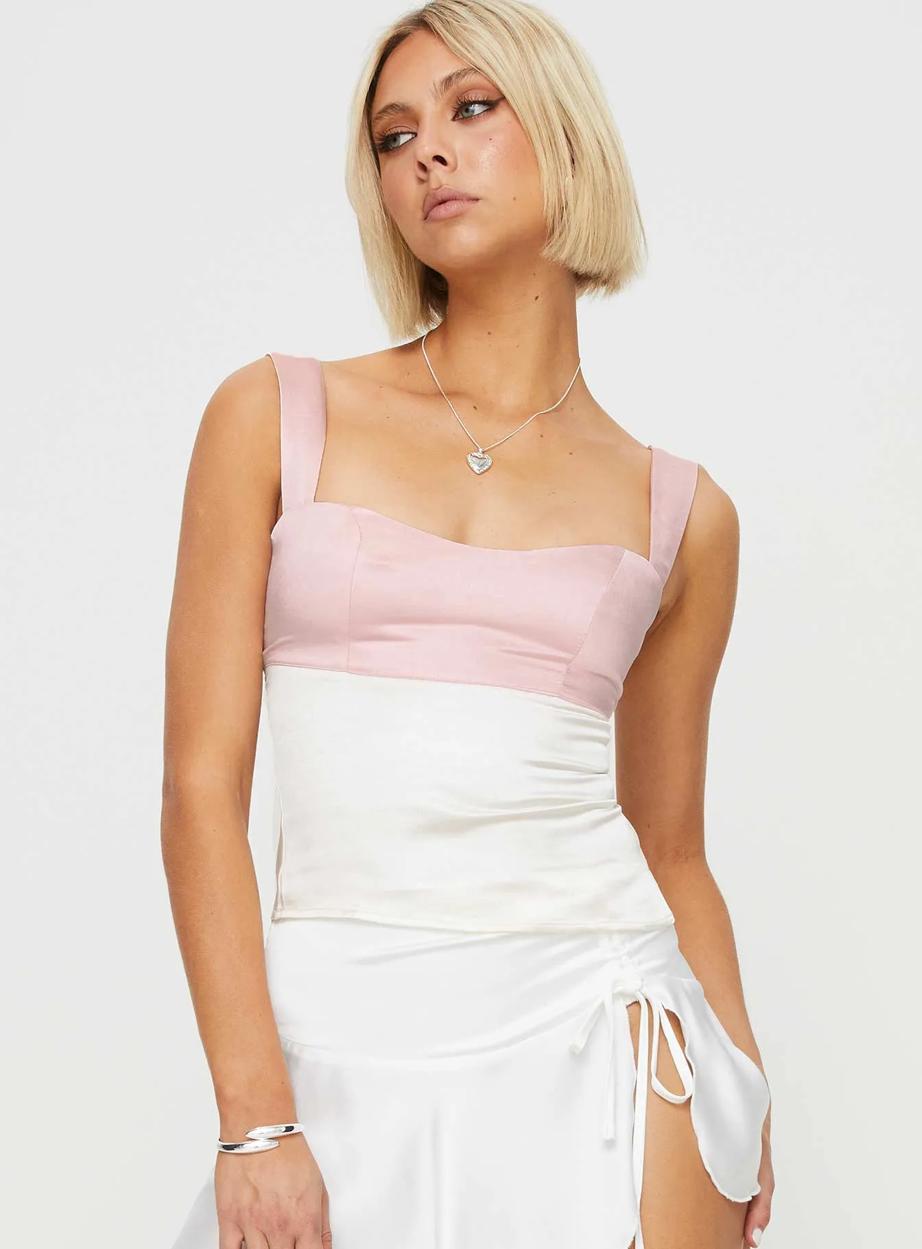 Chantell Square Neck Top Pink / White