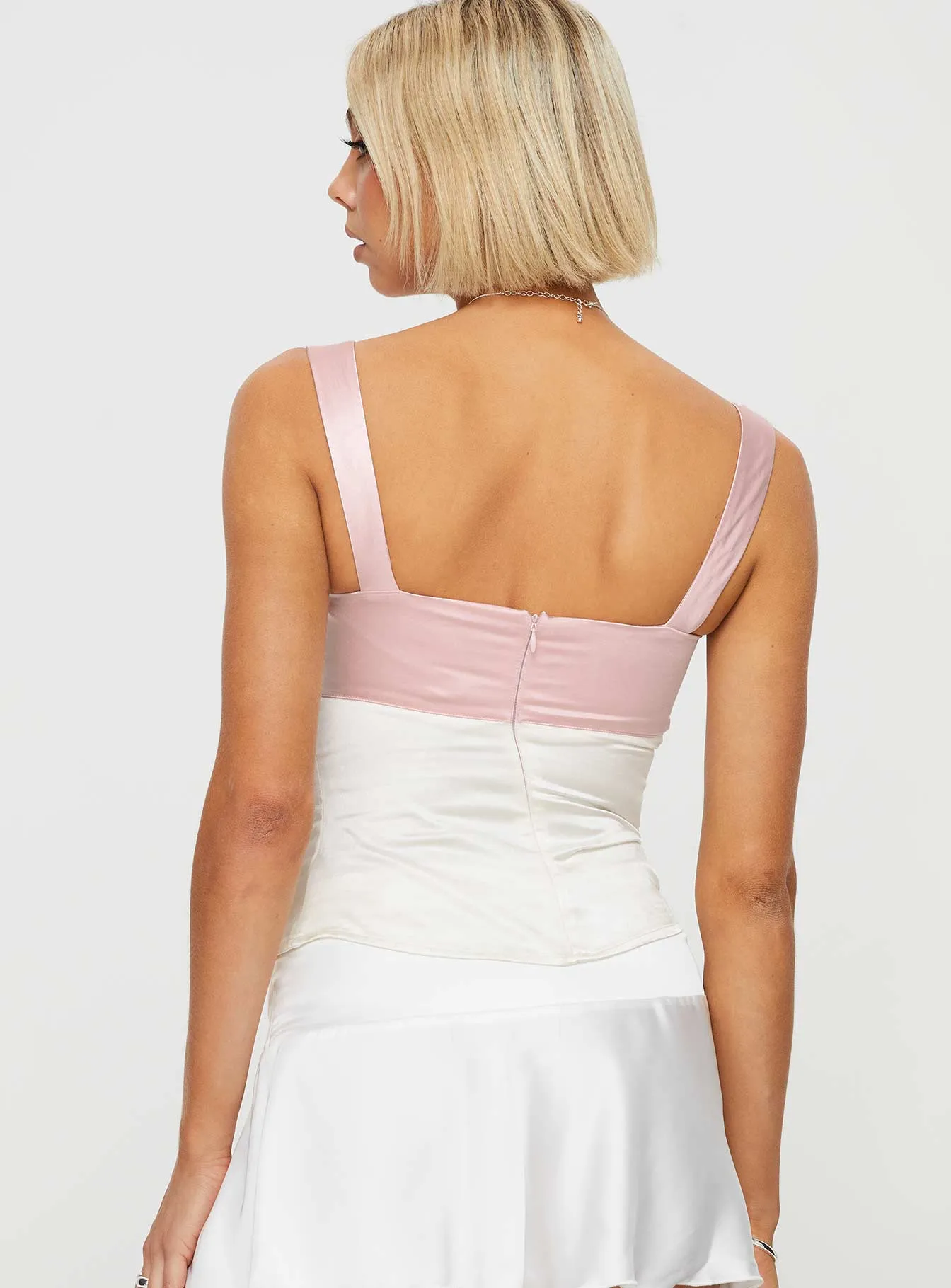 Chantell Square Neck Top Pink / White