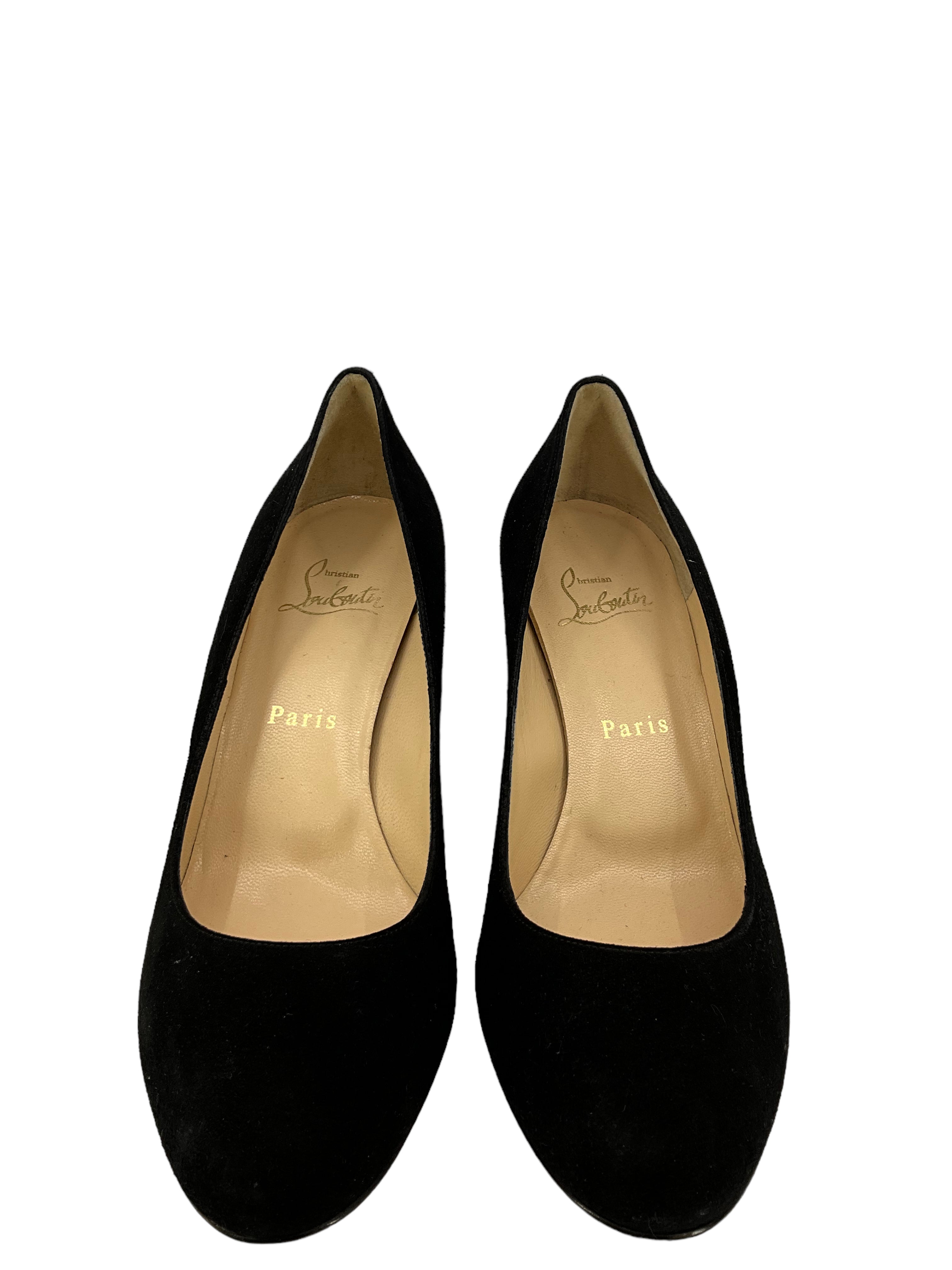 Christian Louboutin Black Suede Pumps 7.5