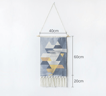 Cotton Geometric Hand-knotted Tassels Hippie Wall Hanging Tapestry