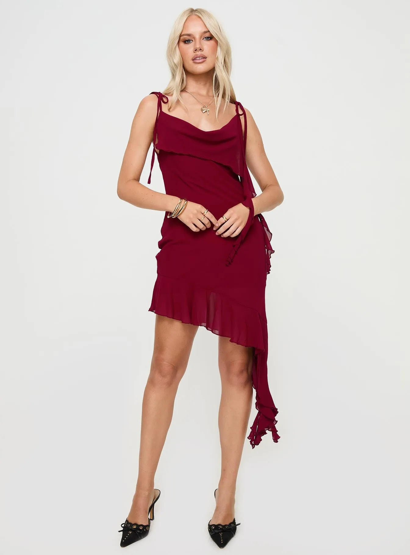 Dacian Mini Dress Burgundy