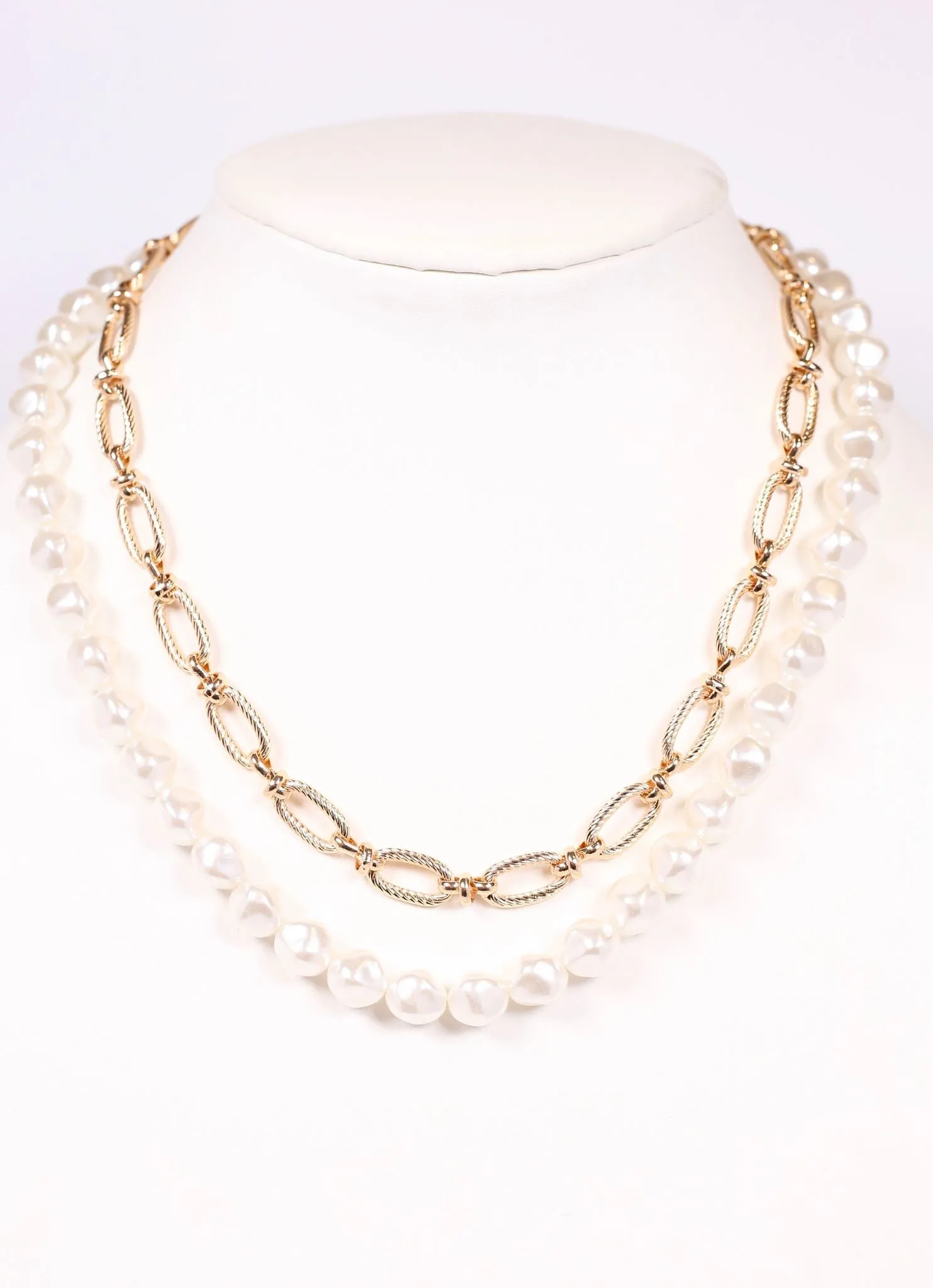 Dallas Layered Necklace with Pearls GOLD