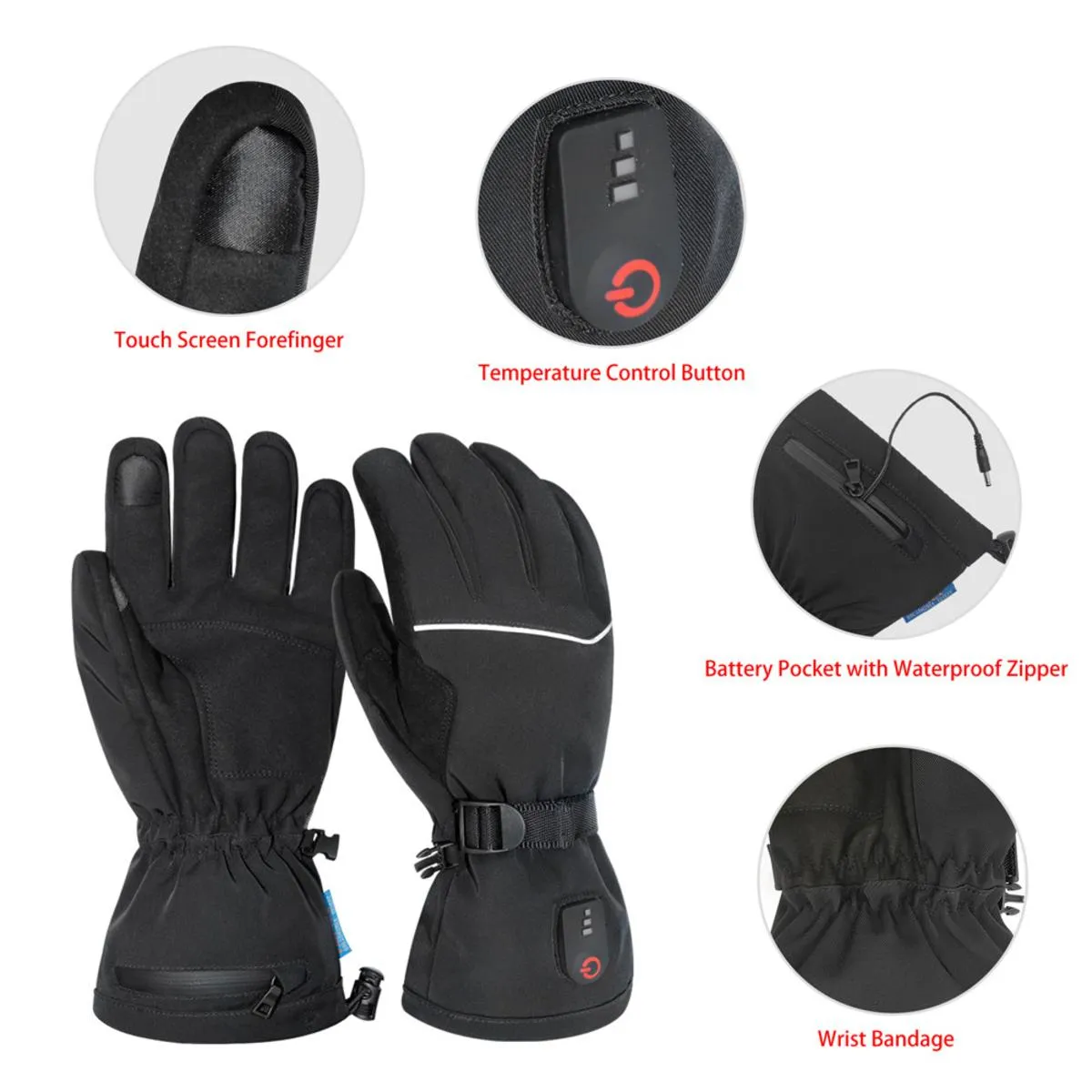 Dr.Warm Electric Heated Waterproof Thermal Gloves with Rechargeable Batteries