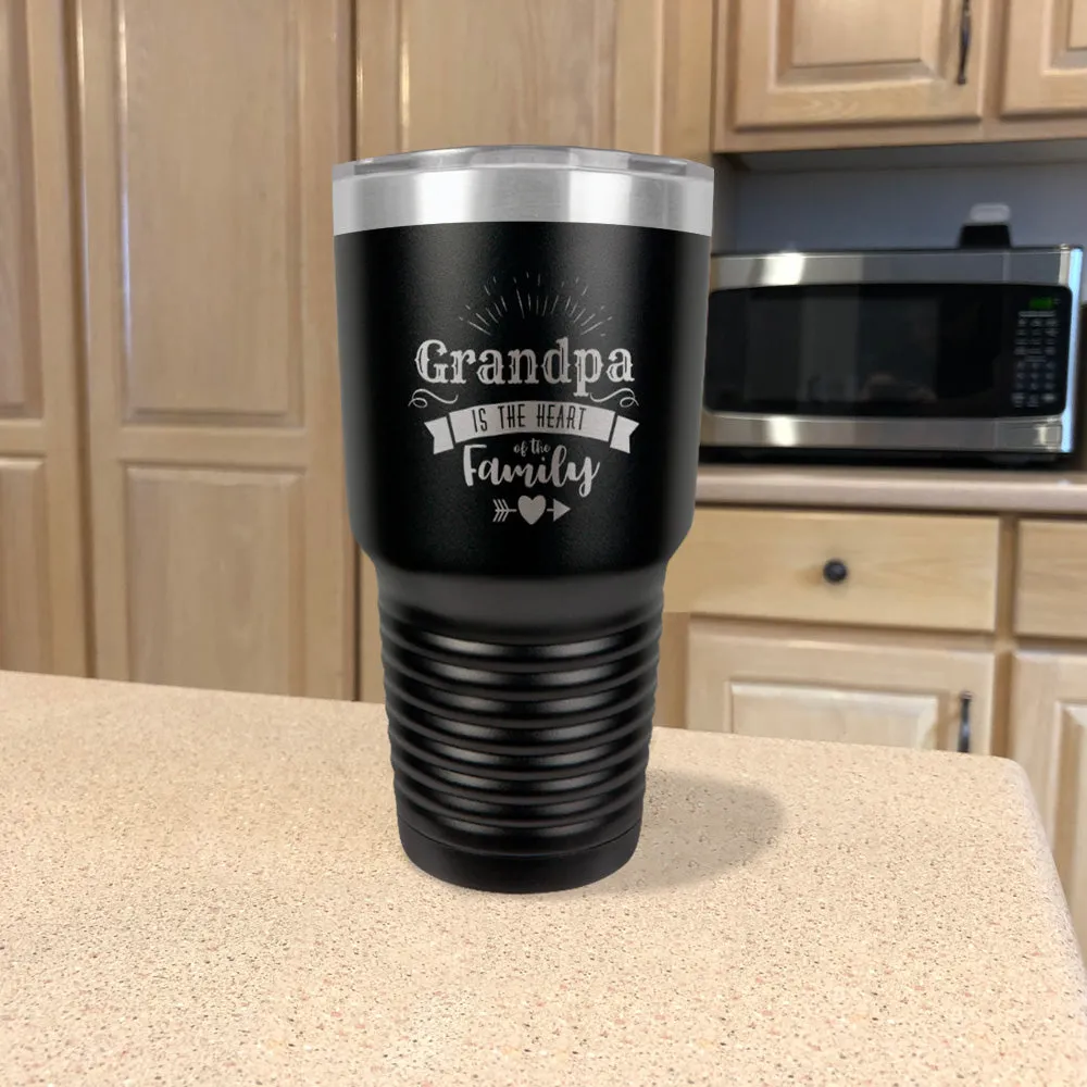 Grandpa Is The Heart Of The Family Personalized Stainless Steel Tumbler