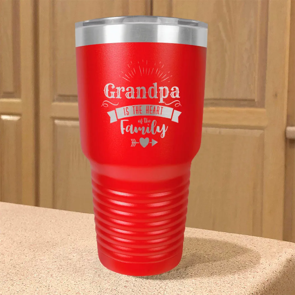 Grandpa Is The Heart Of The Family Personalized Stainless Steel Tumbler