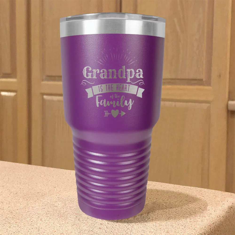 Grandpa Is The Heart Of The Family Personalized Stainless Steel Tumbler