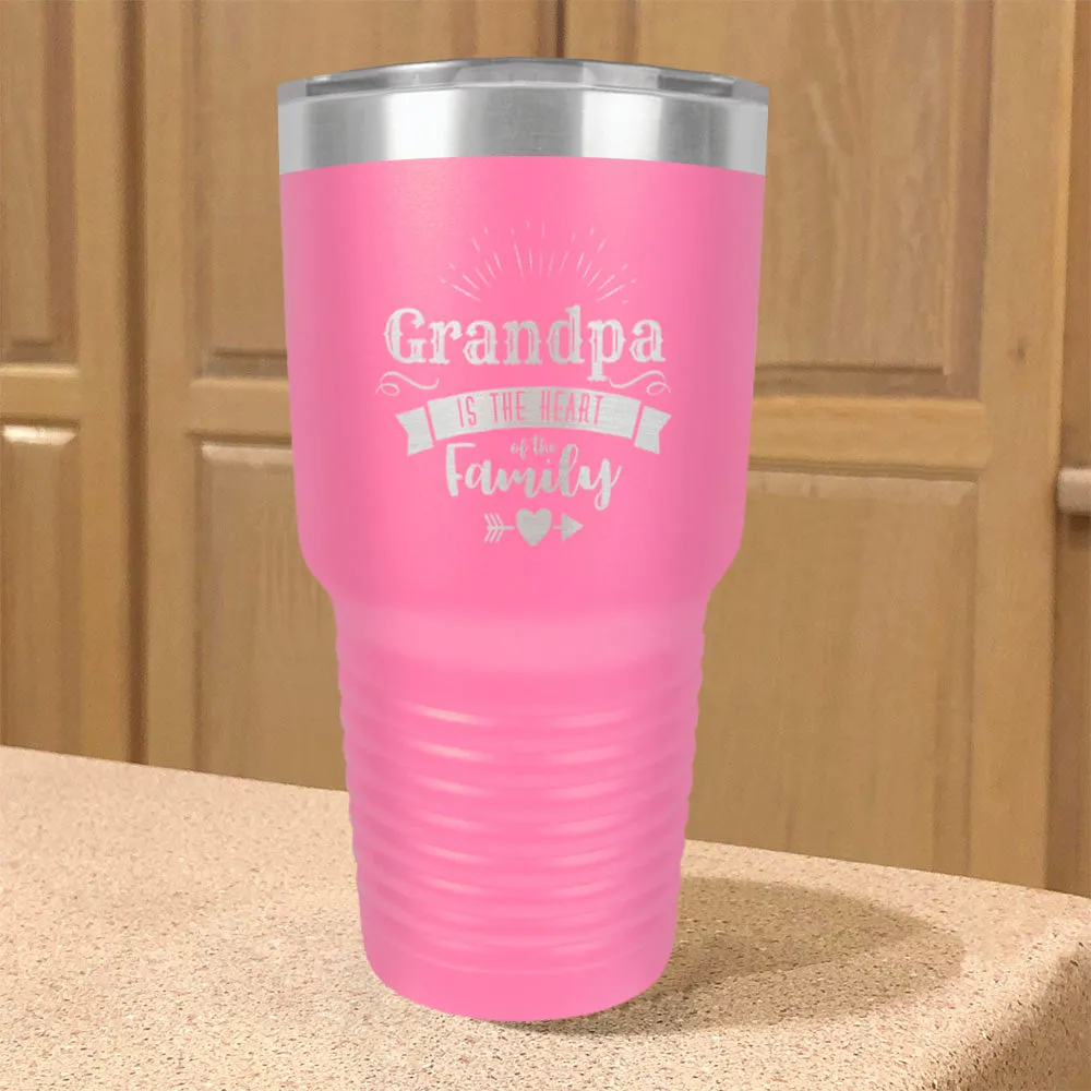 Grandpa Is The Heart Of The Family Personalized Stainless Steel Tumbler