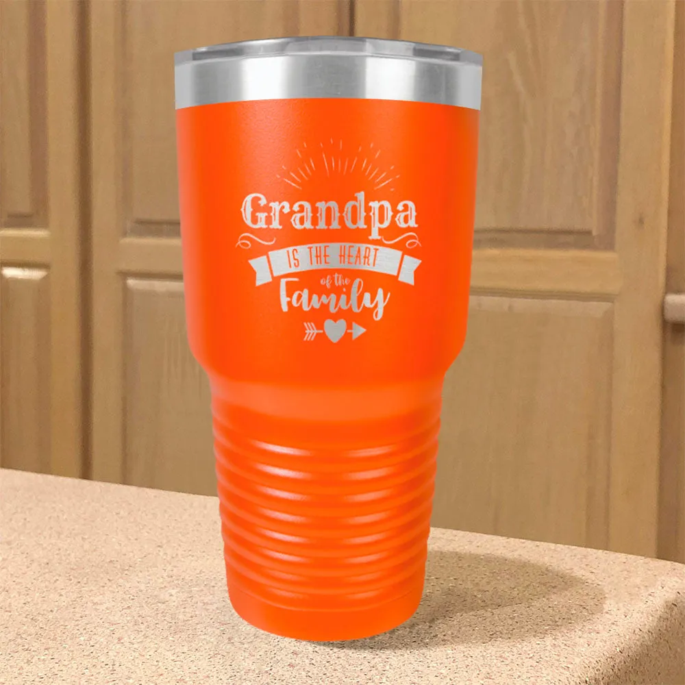 Grandpa Is The Heart Of The Family Personalized Stainless Steel Tumbler