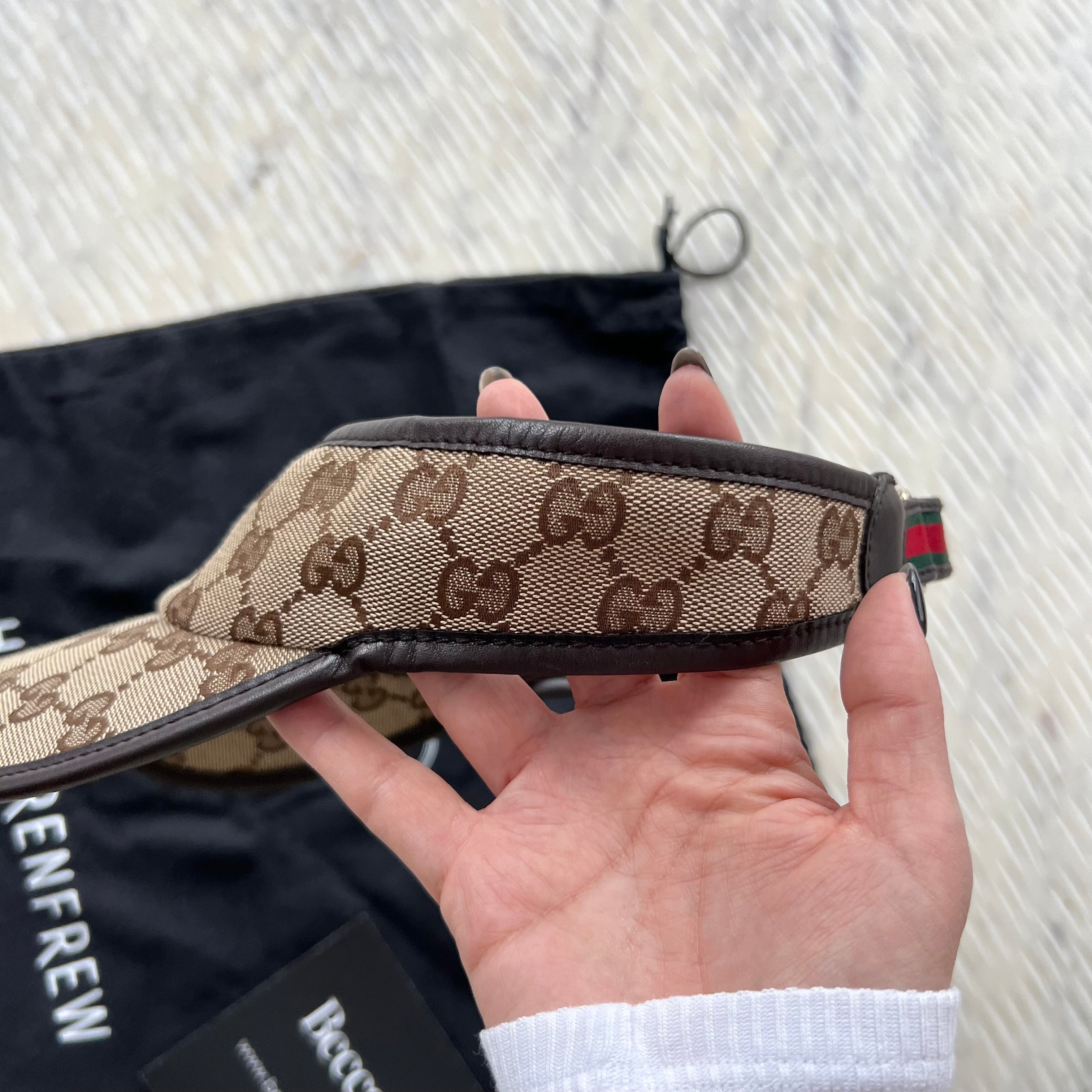 GUCCI GG Canvas and Leather Visor