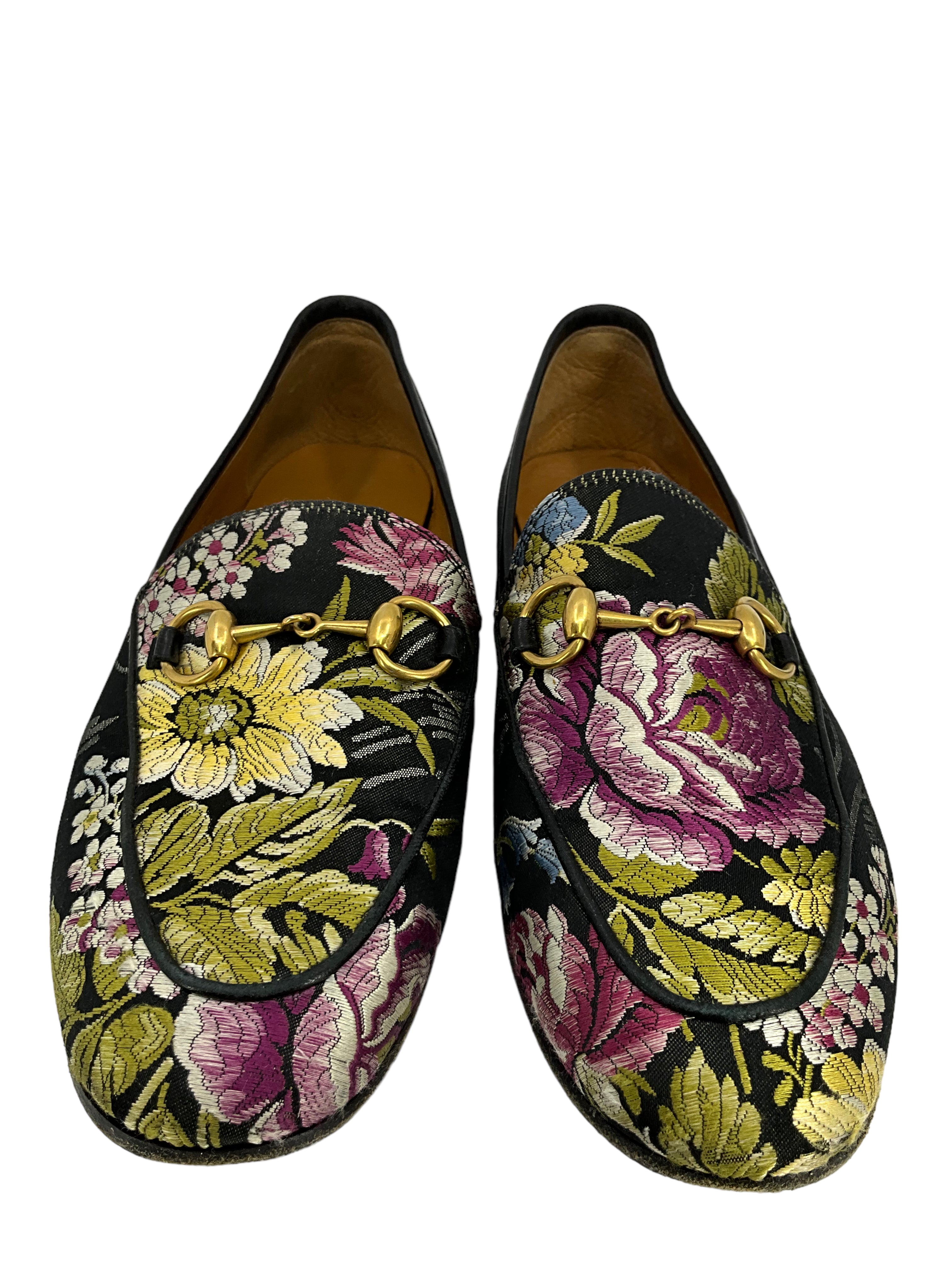 Gucci Princetown Floral Jacquard Horsebit Mules Size 5