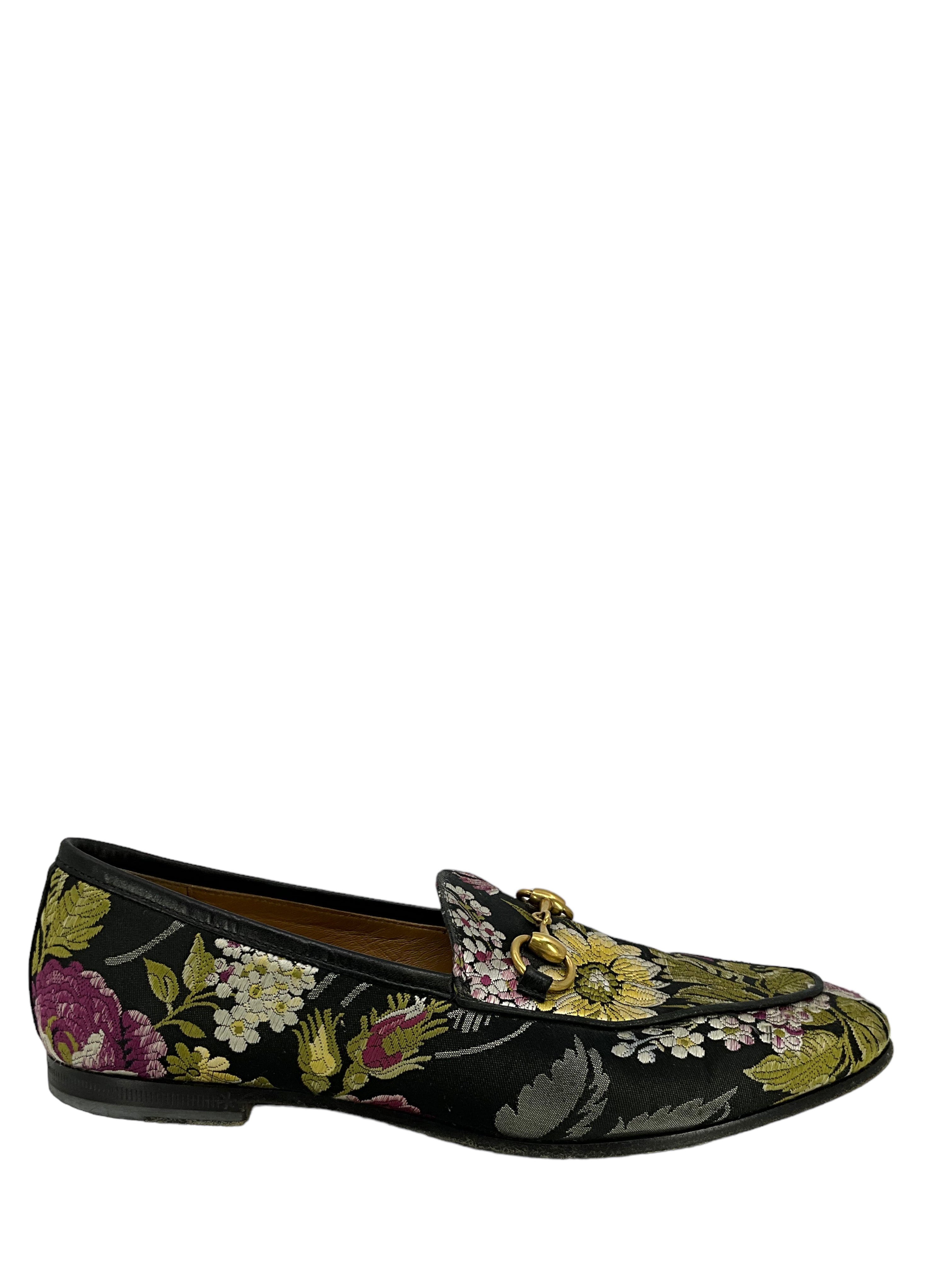 Gucci Princetown Floral Jacquard Horsebit Mules Size 5