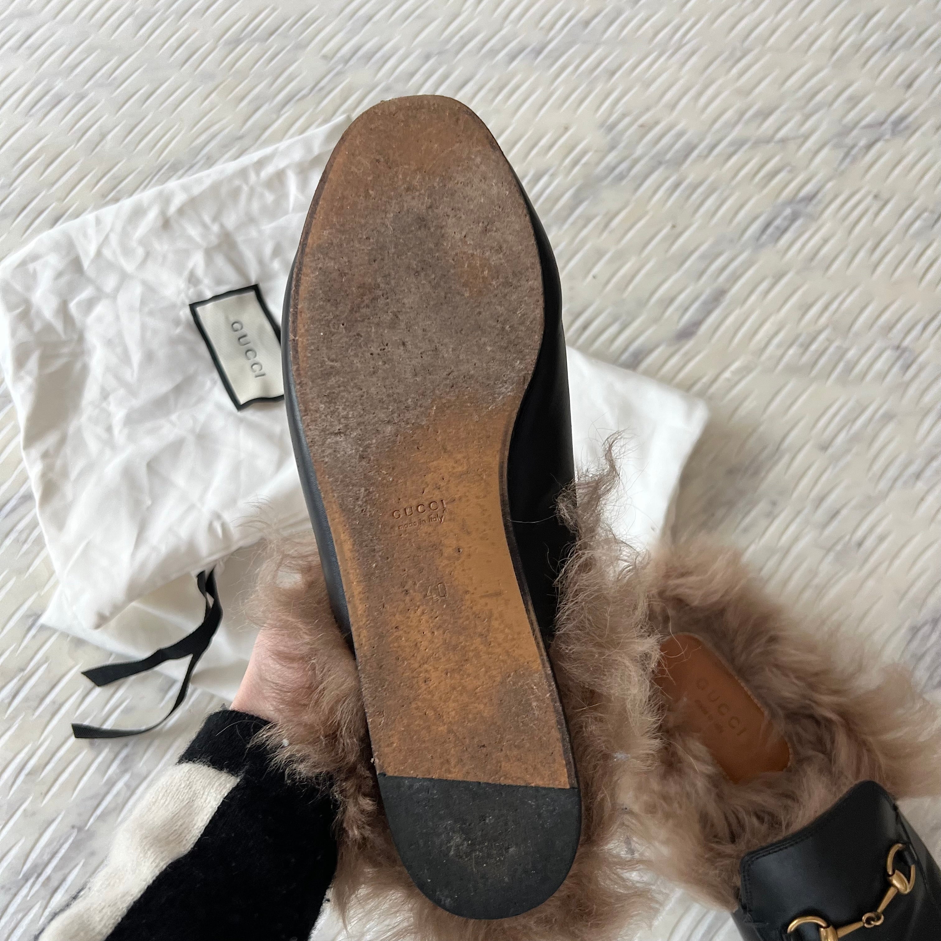 Gucci Princetown Fur Mules