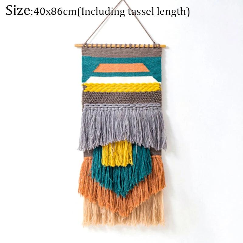 Hand Woven Tufted Macrame Tassel Tapestries