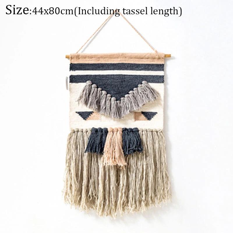 Hand Woven Tufted Macrame Tassel Tapestries