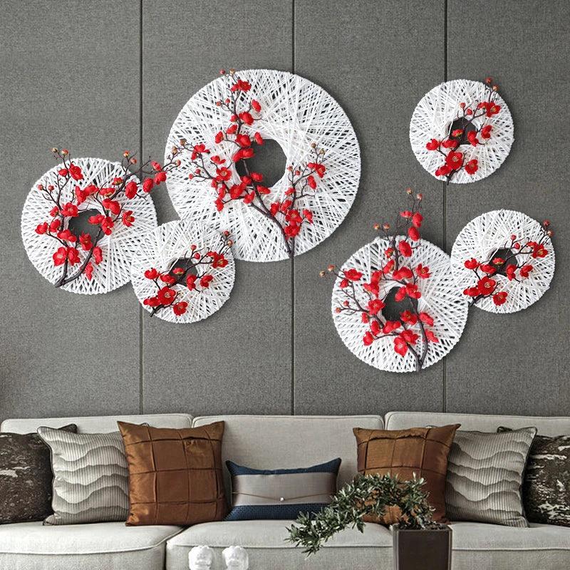 Handcraft Wall Decor Rope w/Artificial Flower Murals Decoration