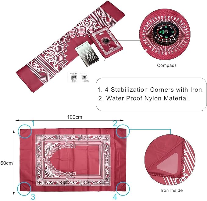 Islamic Prayer Mat with compass Qibla Direction