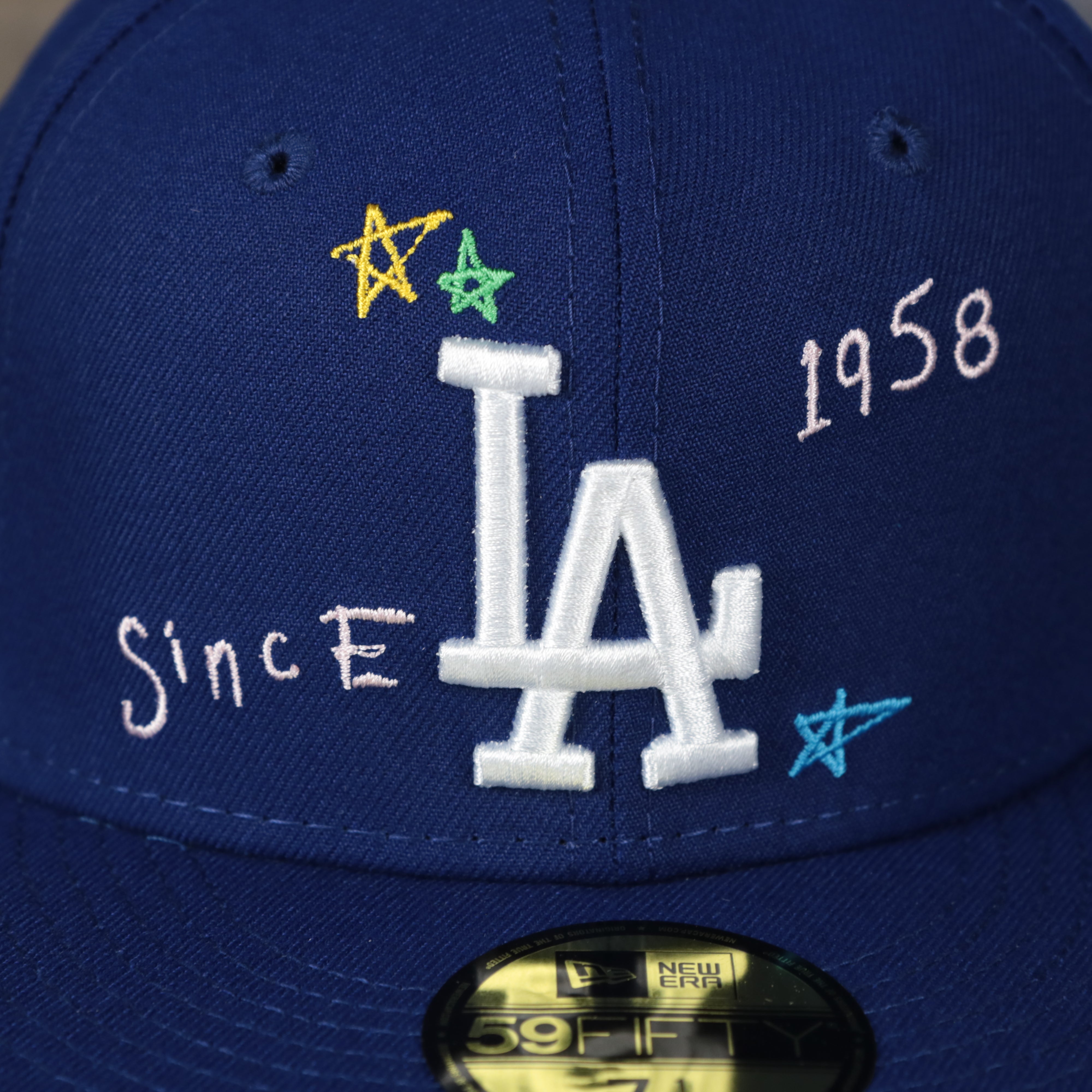 Los Angeles Dodgers “Scribble” Side Patch Gray Bottom 59Fifty Fitted Cap | Royal