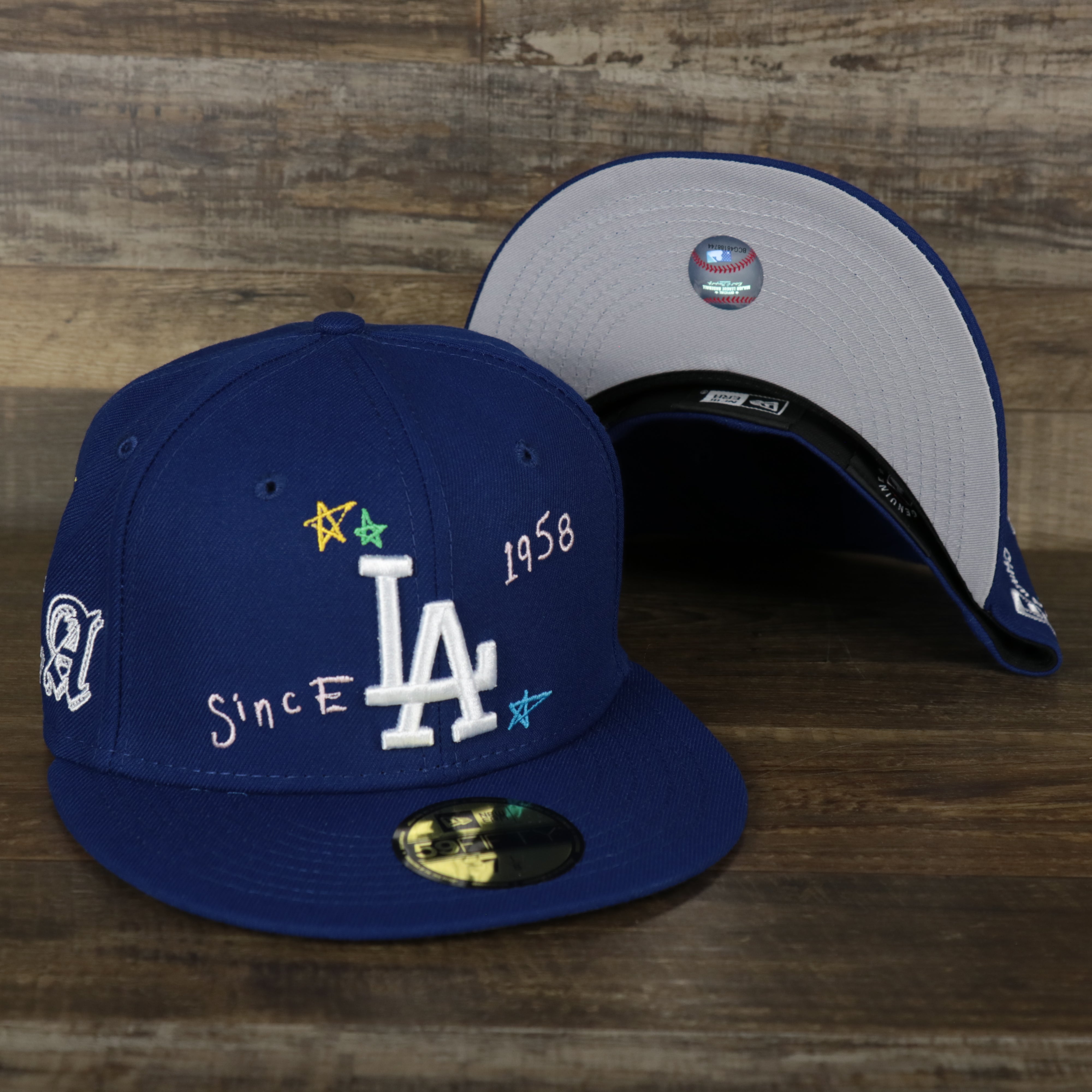 Los Angeles Dodgers “Scribble” Side Patch Gray Bottom 59Fifty Fitted Cap | Royal