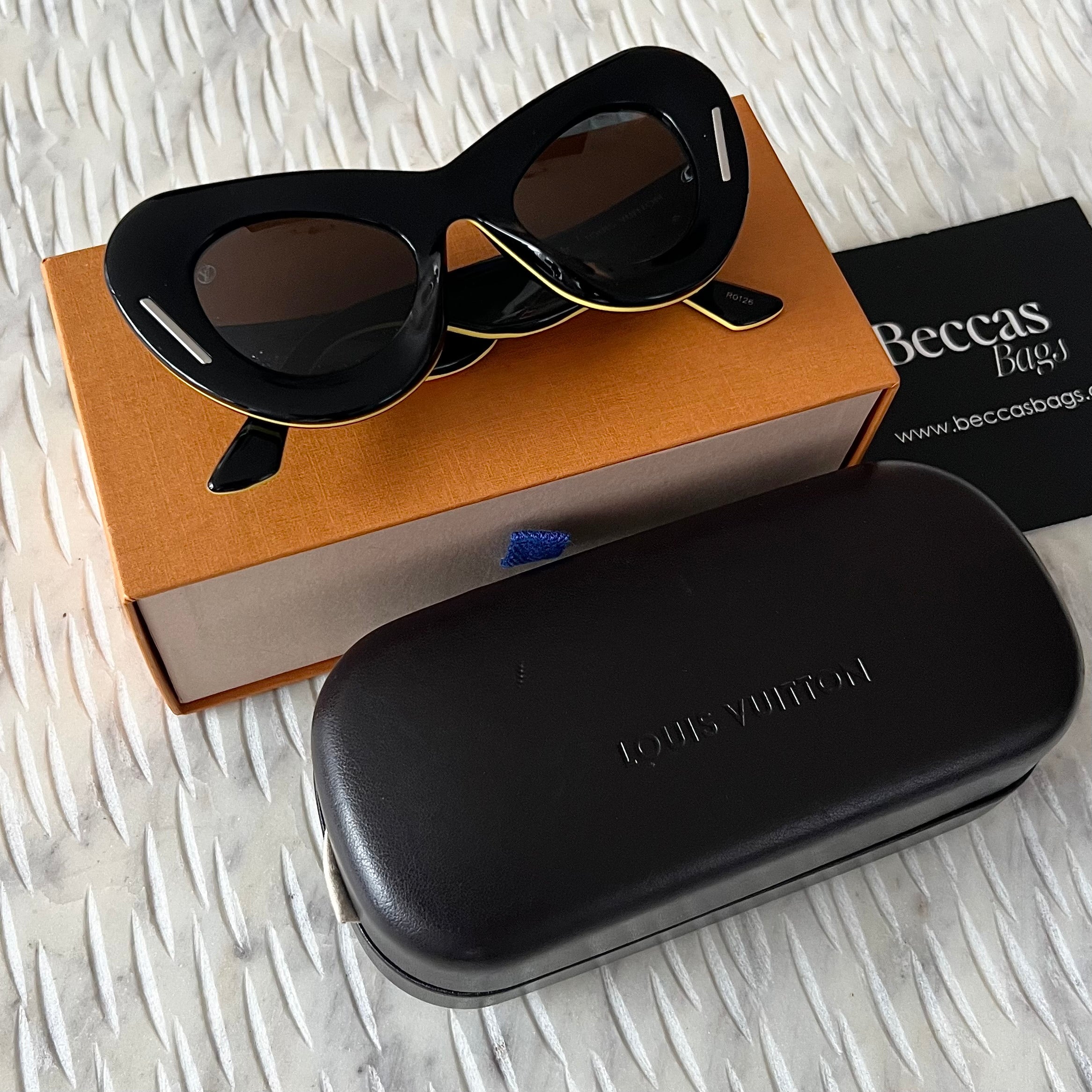 Louis Vuitton Black Yellow Cat Eye Sunglasses