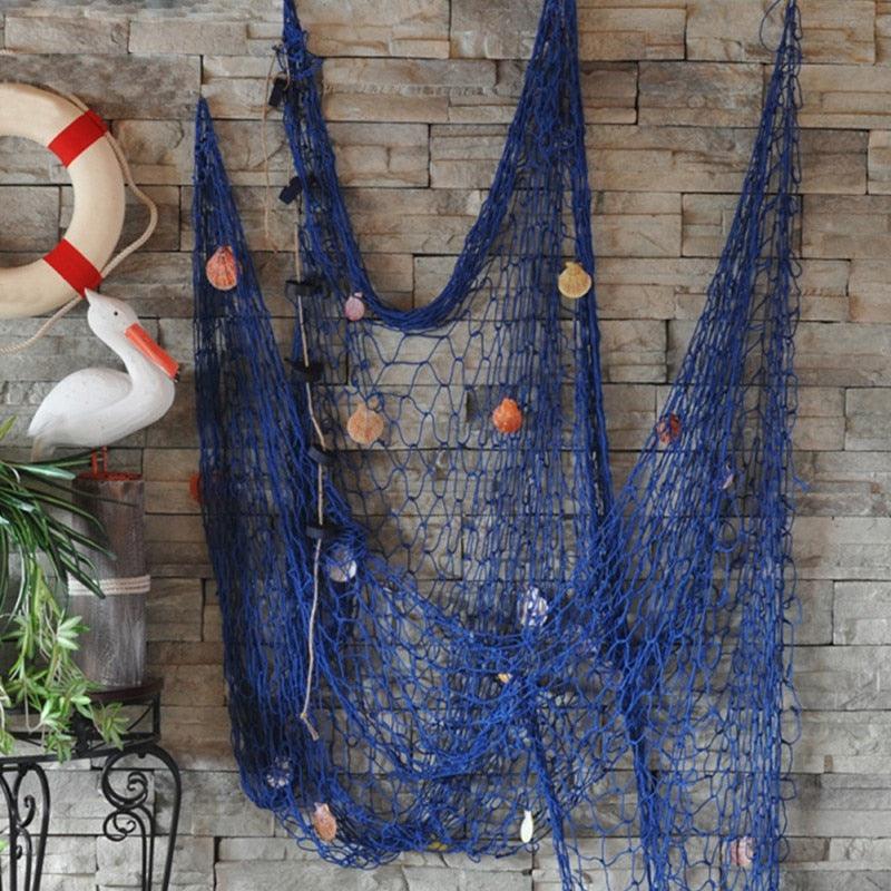 Mediterranean Nautical Fish Net Wall SeaSide Shells Decor