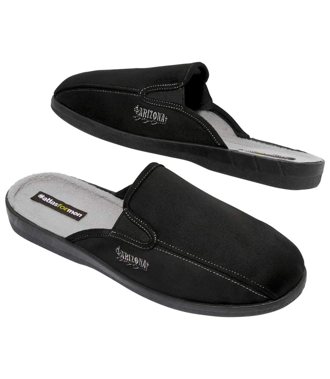 Men's Black Fleece-Lined Slippers 