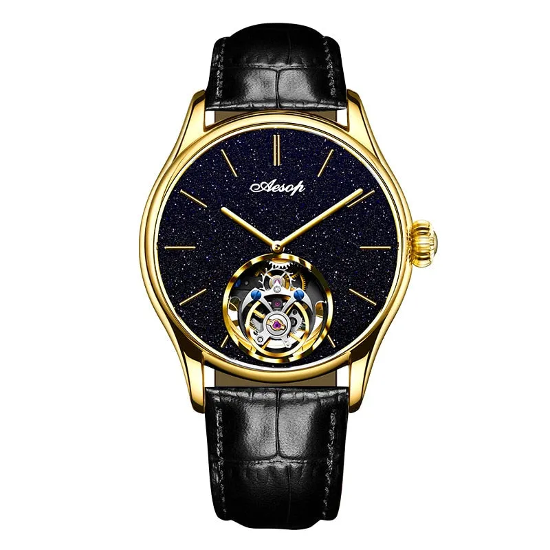 Men's Luxury Flying Tourbillon Waterproof Mechanical Skeleton Watch