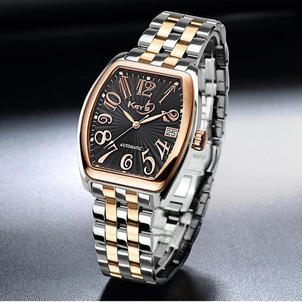 Men's Tonneau Luminous Waterproof Automatic Mechanical Wristwatch