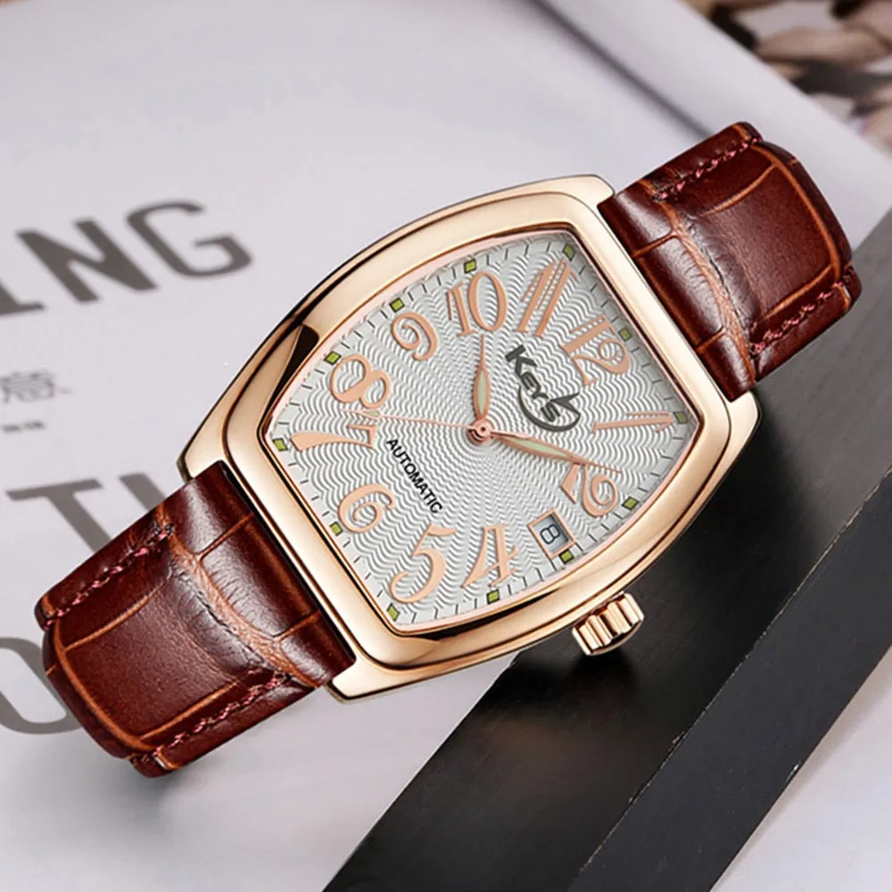 Men's Tonneau Luminous Waterproof Automatic Mechanical Wristwatch