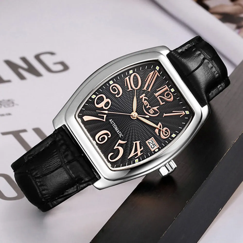 Men's Tonneau Luminous Waterproof Automatic Mechanical Wristwatch