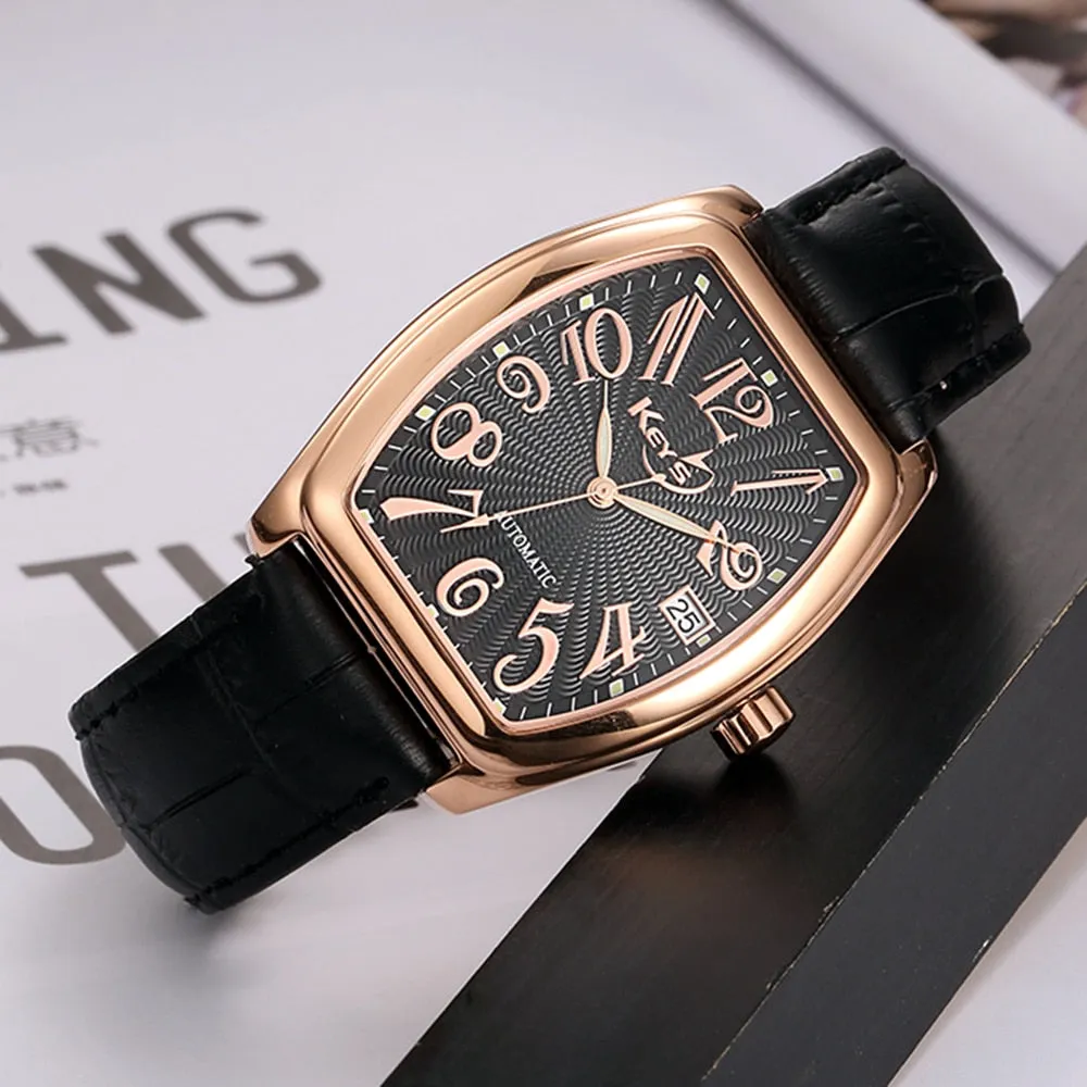 Men's Tonneau Luminous Waterproof Automatic Mechanical Wristwatch