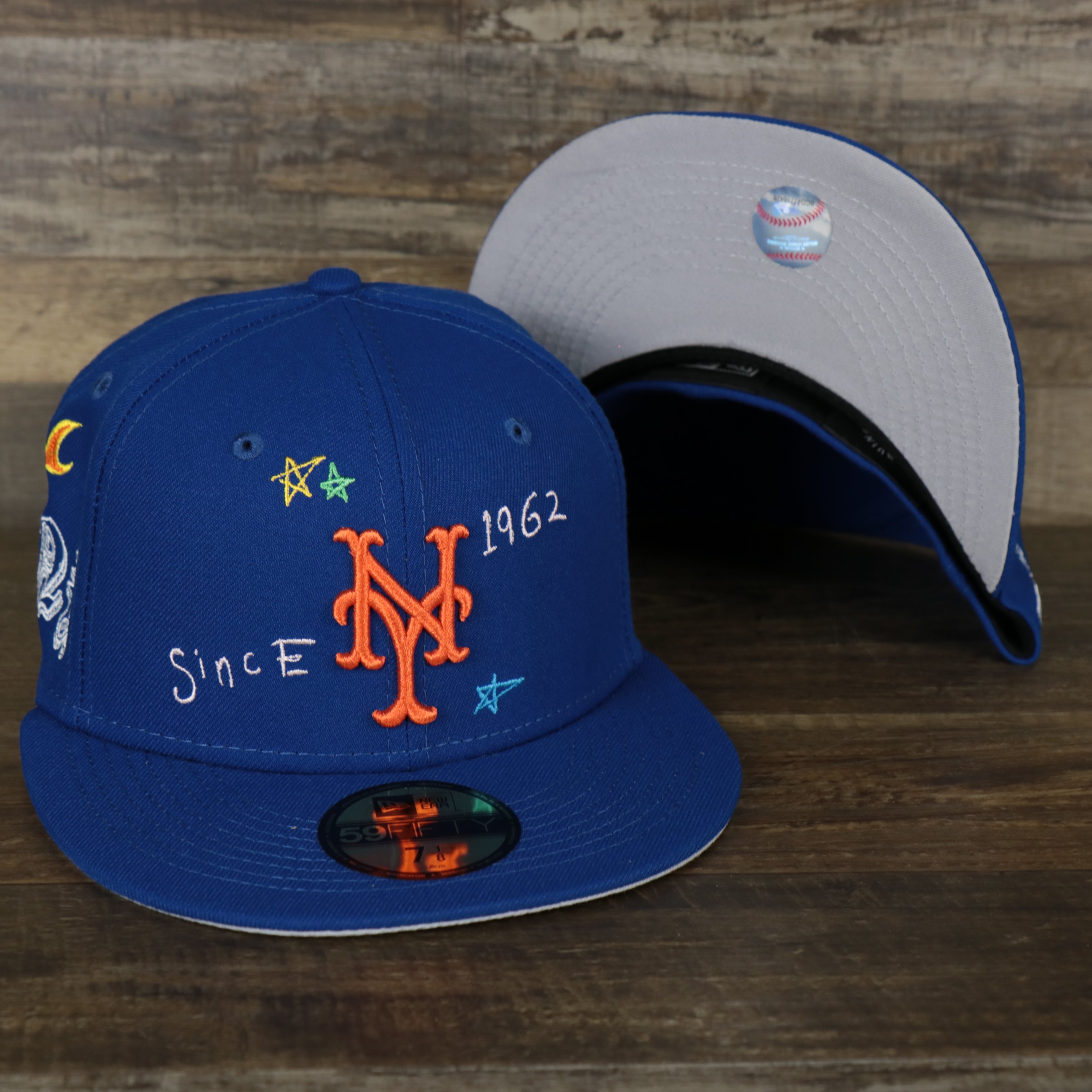 New York Mets “Scribble” Side Patch Gray Bottom 59Fifty Fitted Cap | Royal