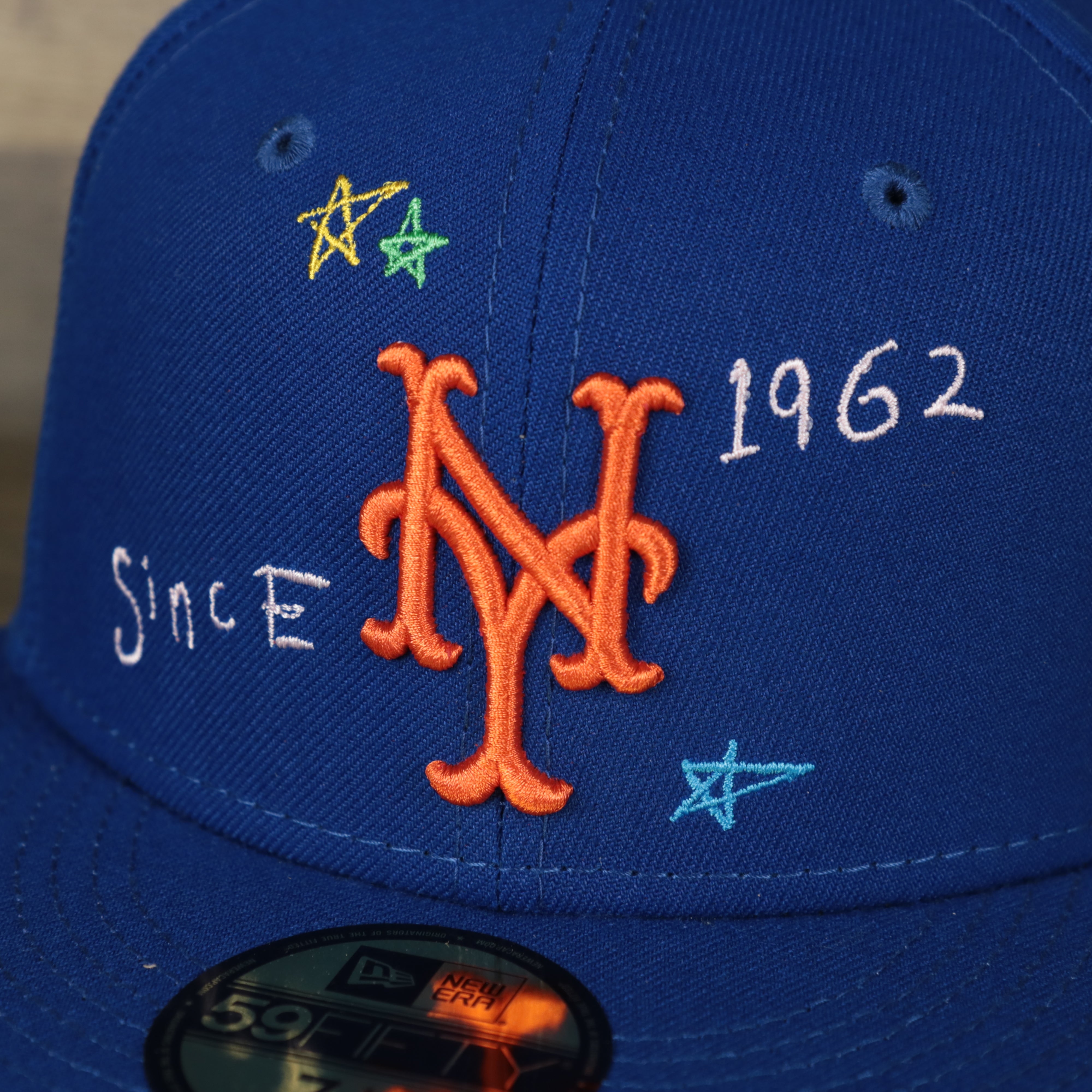 New York Mets “Scribble” Side Patch Gray Bottom 59Fifty Fitted Cap | Royal