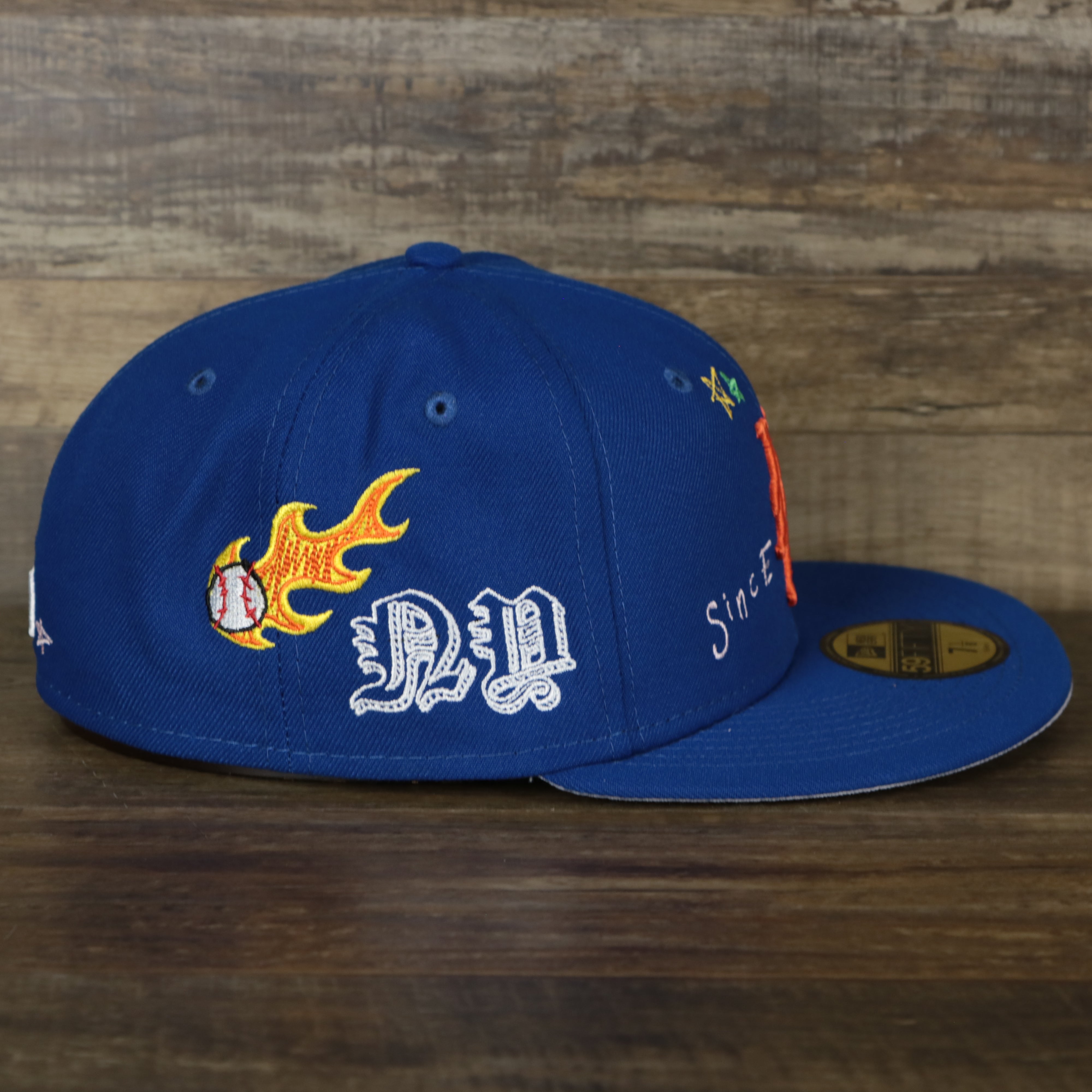 New York Mets “Scribble” Side Patch Gray Bottom 59Fifty Fitted Cap | Royal