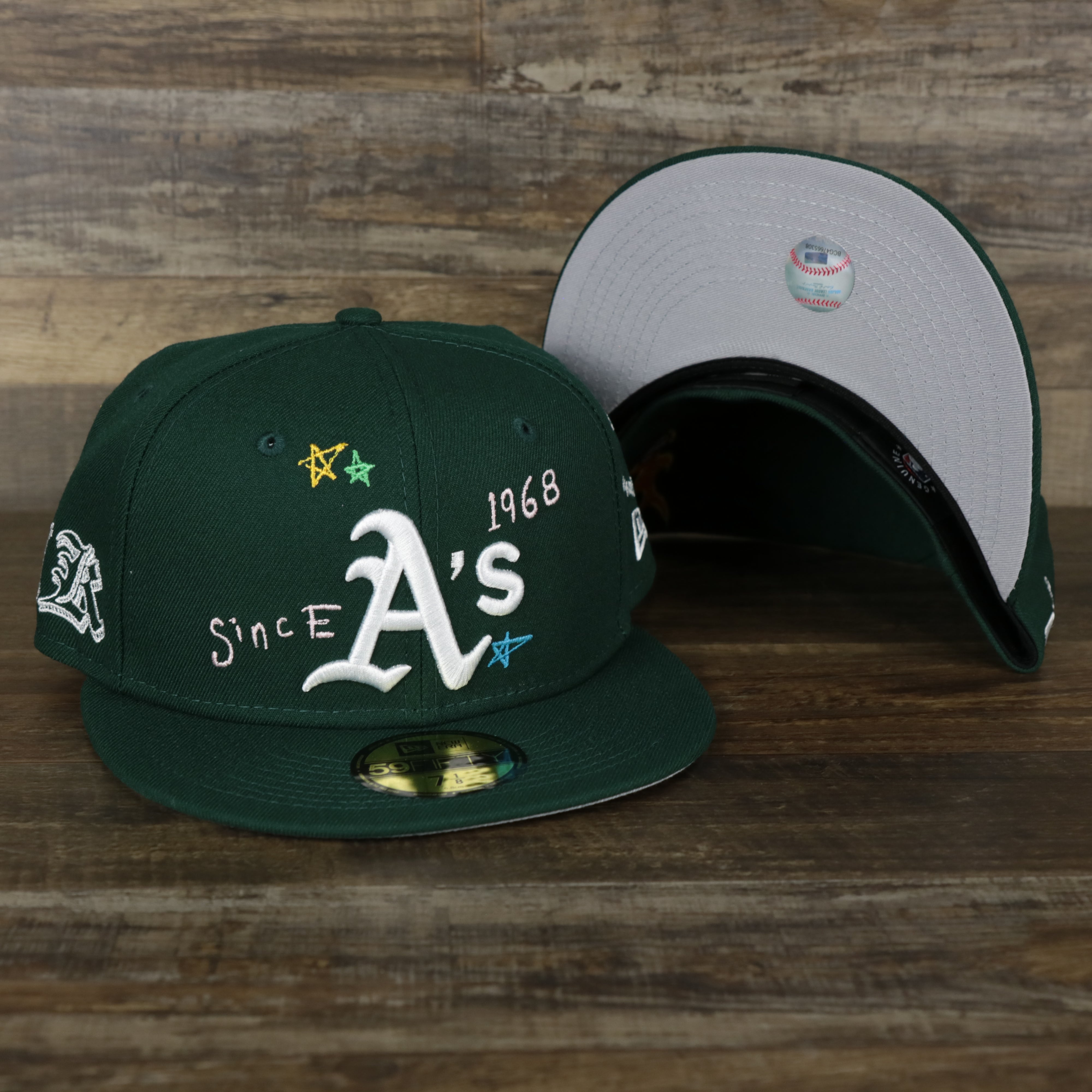 Oakland Athletics “Scribble” Side Patch Gray Bottom 59Fifty Fitted Cap | Green