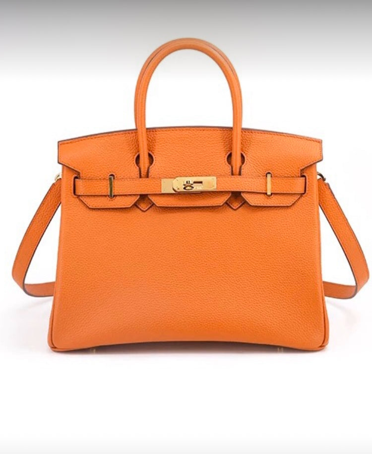 Orange Togo Cowhide Leather Platinum