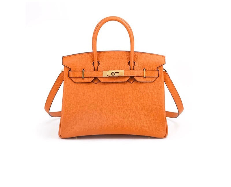 Orange Togo Cowhide Leather Platinum