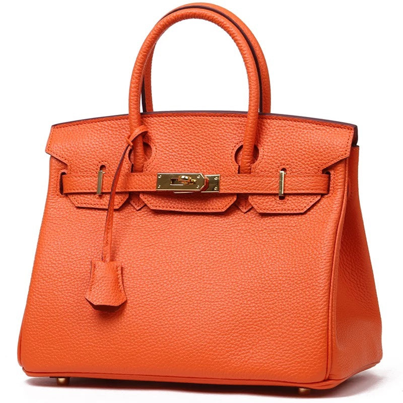 Orange Togo Cowhide Leather Platinum