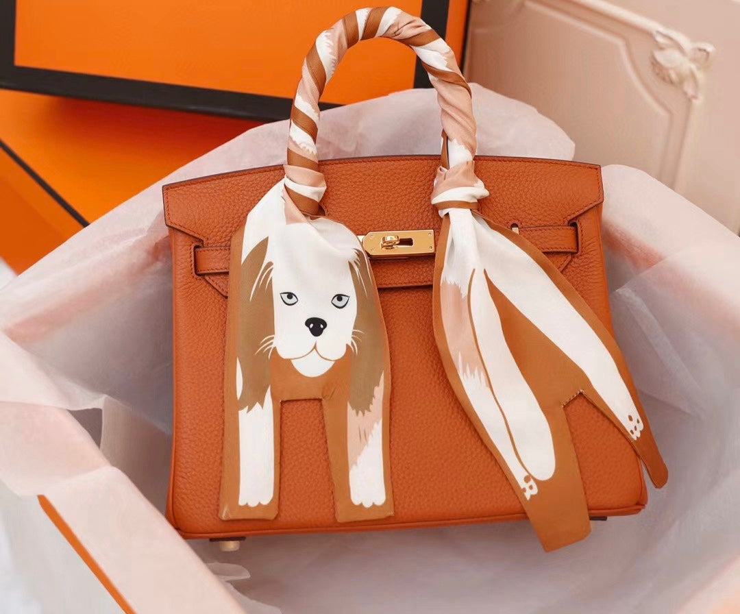 Orange Togo Cowhide Leather Platinum