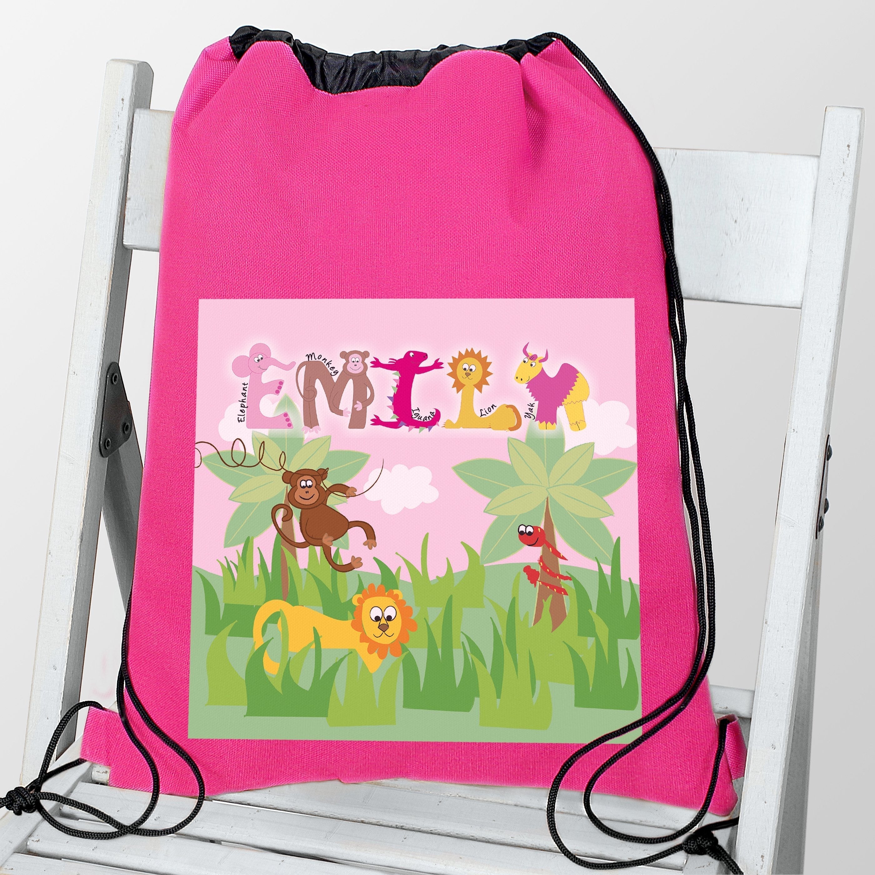 Personalised Pink Animal Alphabet Swim & Kit Bag