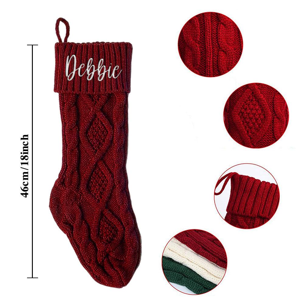 Personalized Christmas Stocking with Name Knitted Xmas Stockings Decoration